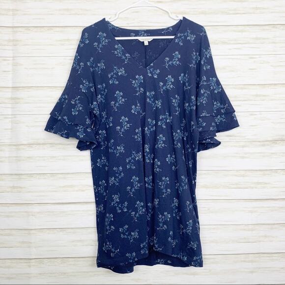 Lucky Brand Printed Knit Mini Dress Navy Blue - Picture 2 of 8